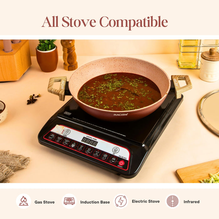 Butter Scotch Die Cast Non Stick Triumph Kadai With Glass Lid, Induction Base