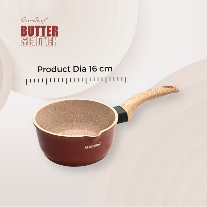 Butter Scotch Die Cast Non Stick Sauce Pan 16cm Dia, 1.4 Liters, Induction Base