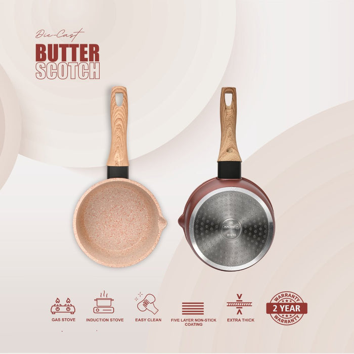 Butter Scotch Die Cast Non Stick Sauce Pan 16cm Dia, 1.4 Liters, Induction Base