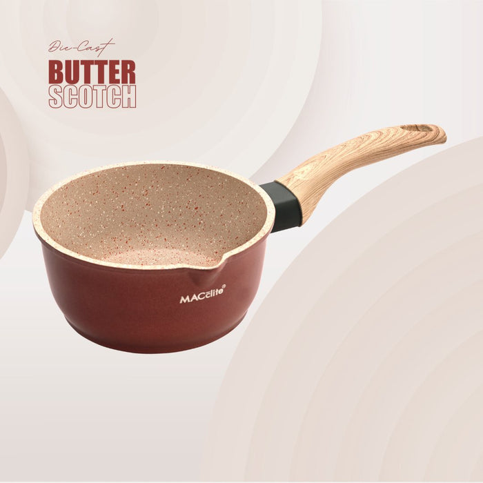 Butter Scotch Die Cast Non Stick Sauce Pan 16cm Dia, 1.4 Liters, Induction Base