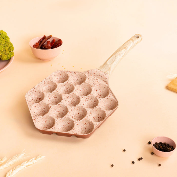 Butter Scotch Die Cast Non Stick (Triumph series) Hexa Appe/Muffin Pan 18 cavity, Induction Base