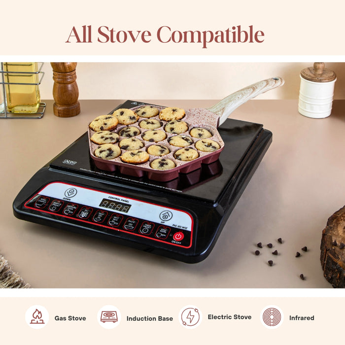 Butter Scotch Die Cast Non Stick  (Triumph series) Hexa Appe/Muffin Pan, Induction Base