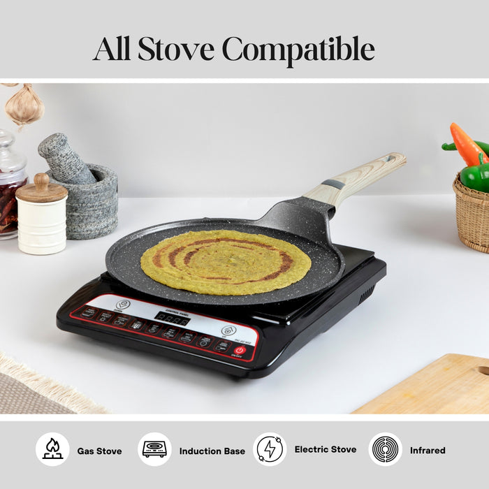 Hard Rock Die Cast Non Stick Triumph Flat Tawa 24cm Dia, Induction Base