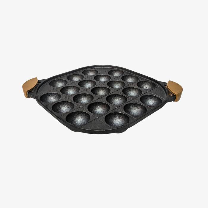 Ironium Cast Iron Pre-Seasoned Daimond Panniyarkal 21 Pits With 2 Side Handle and Silicone Grips