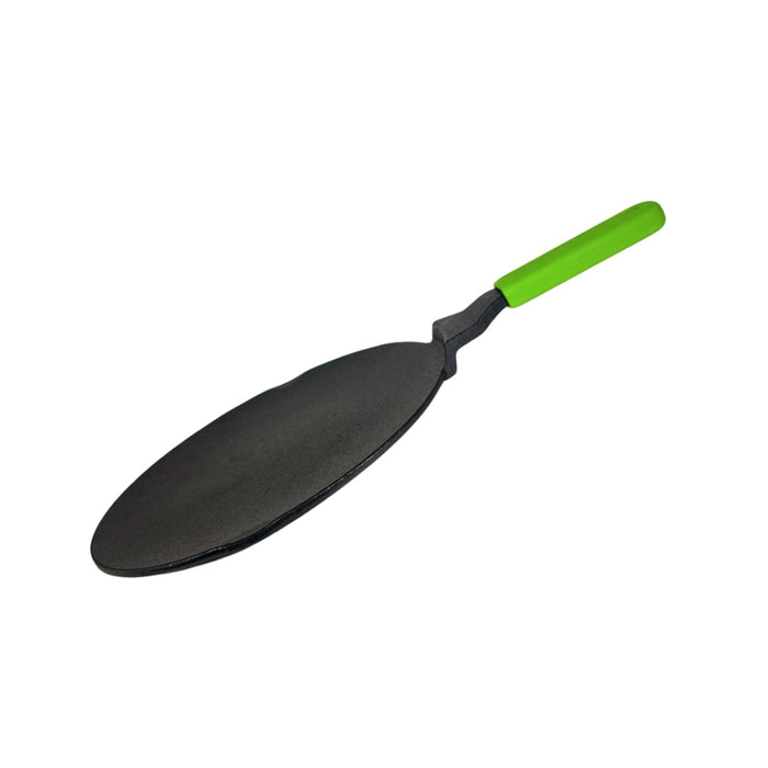 Ironium Cast Iron Pre-Seasoned Concave Tawa with Long Handle and Silicone Grip