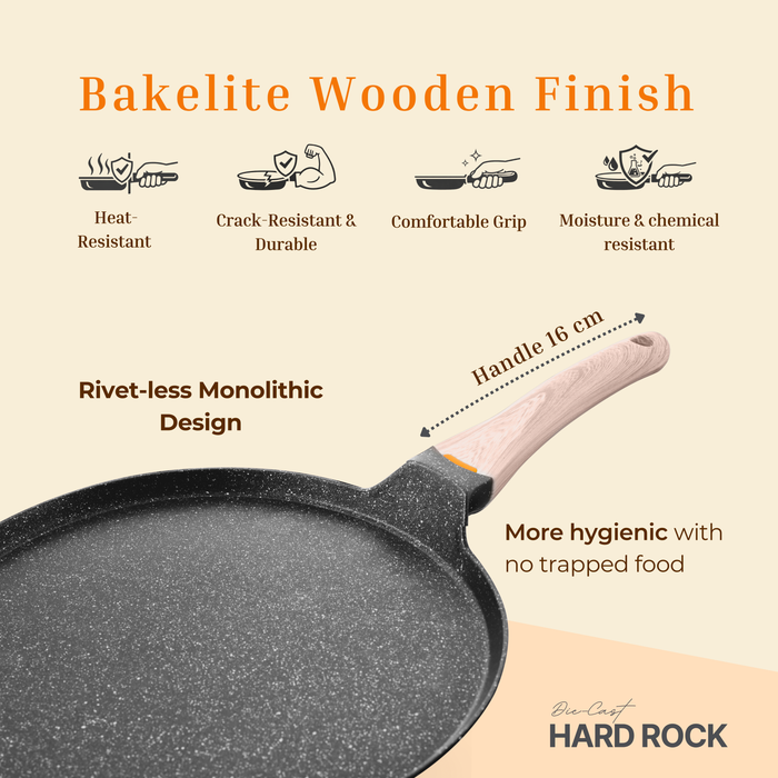 Hard Rock Die Cast Non Stick D'lite Tawa,  Induction Base