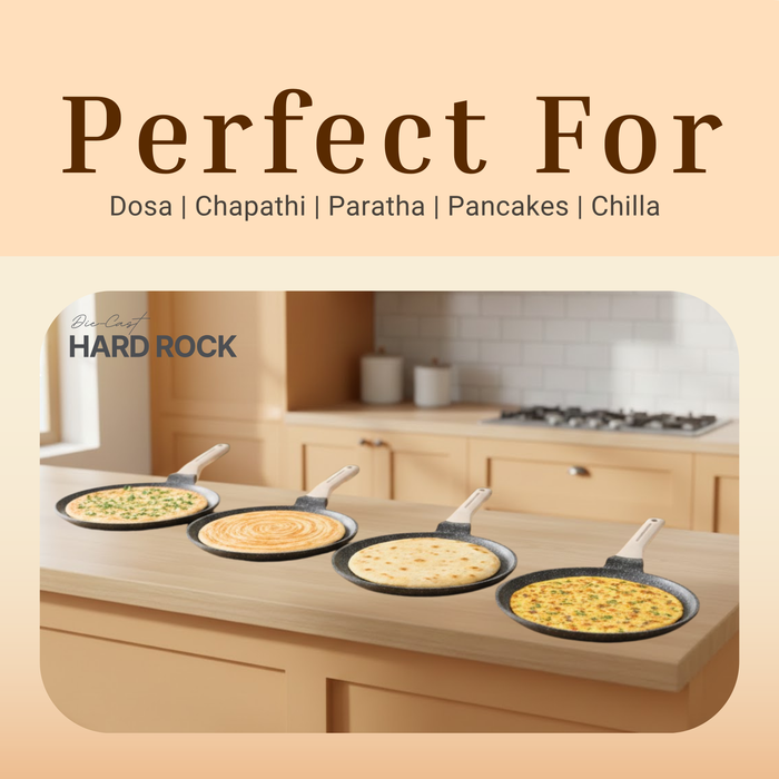 Hard Rock Die Cast Non Stick D'lite Tawa,  Induction Base