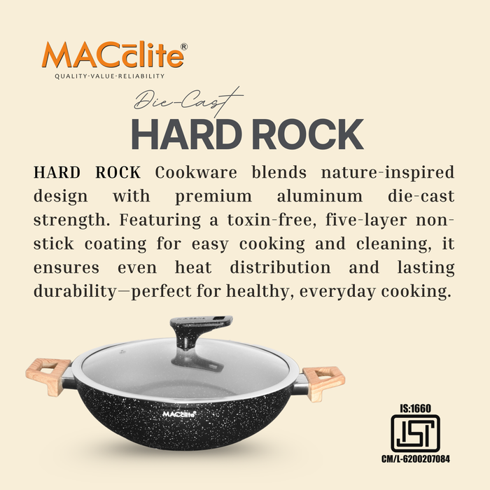 Hard Rock Die Cast Non Stick Triumph Kadai, Induction Base