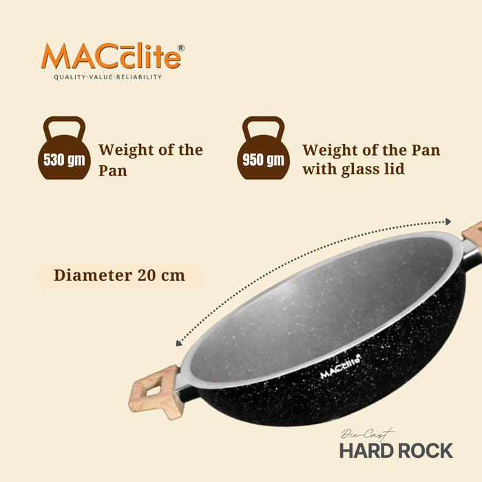 Hard Rock Die Cast Non Stick Triumph Kadai, Induction Base
