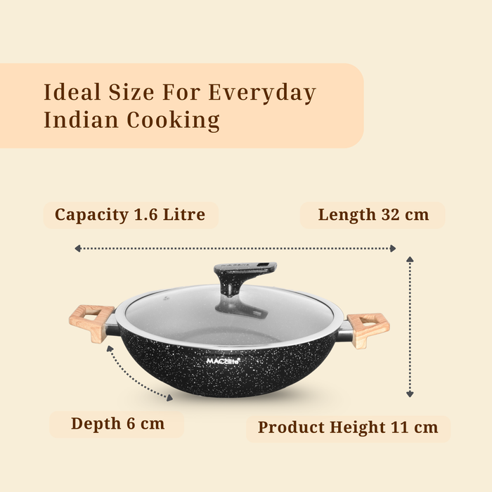Hard Rock Die Cast Non Stick Triumph Kadai, Induction Base