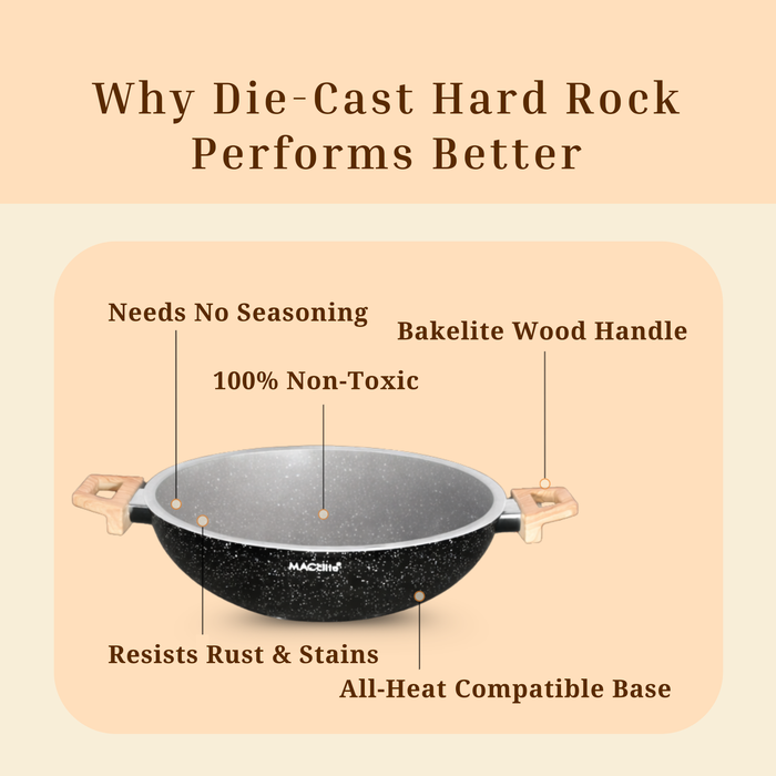 Hard Rock Die Cast Non Stick Triumph Kadai, Induction Base