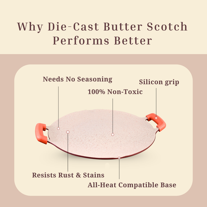 Butter Scotch Die Cast Non Stick Triumph Concave Tawa, Induction Base