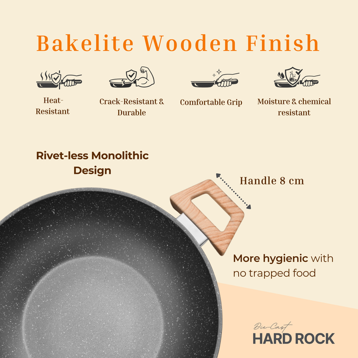 Hard Rock Die Cast Non Stick Triumph Kadai, Induction Base