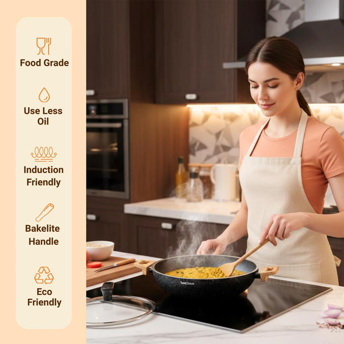Hard Rock Die Cast Non Stick Triumph Kadai, Induction Base