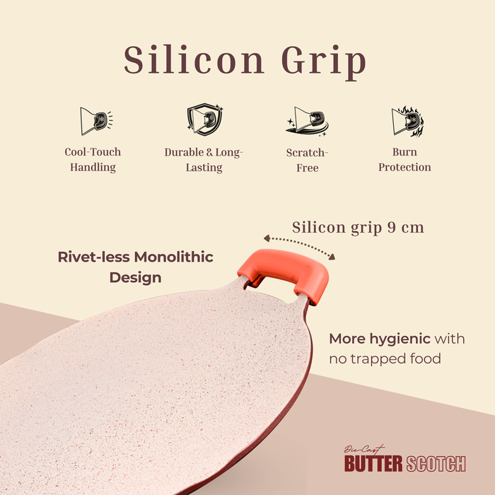 Butter Scotch Die Cast Non Stick Triumph Concave Tawa, Induction Base