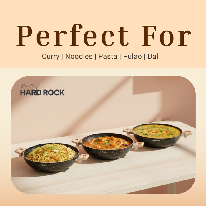 Hard Rock Die Cast Non Stick Triumph Kadai, Induction Base