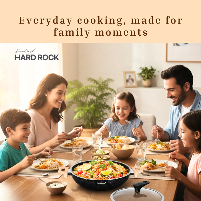 Hard Rock Die Cast Non Stick Triumph Kadai, Induction Base