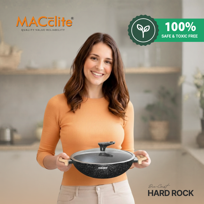 Hard Rock Die Cast Non Stick Triumph Kadai, Induction Base