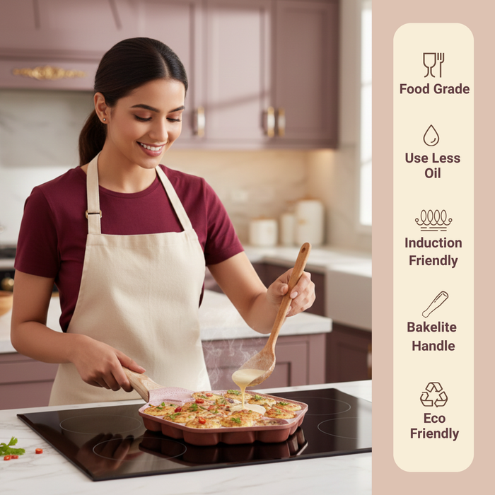 Butter Scotch Die Cast Non Stick  (Triumph series) Hexa Appe/Muffin Pan 18 cavity, Induction Base