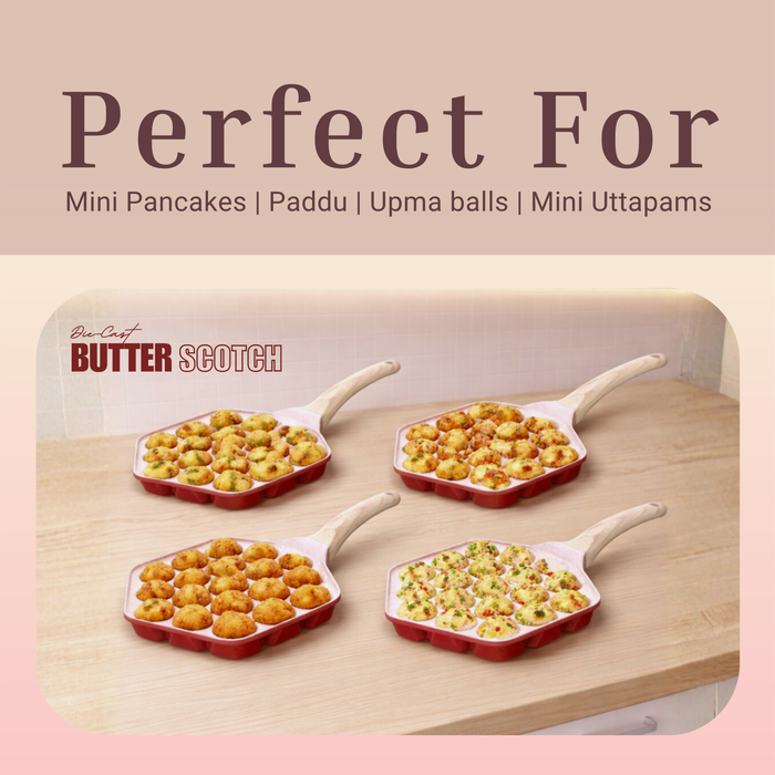 Butter Scotch Die Cast Non Stick  (Triumph series) Hexa Appe/Muffin Pan 18 cavity, Induction Base