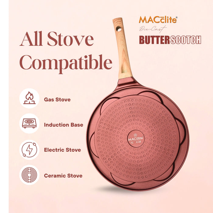 Butter Scotch Die Cast Non-Stick Triumph Tikki/Cake Pan/Mini Uttappam Tawa 7 Cavity, Induction Base