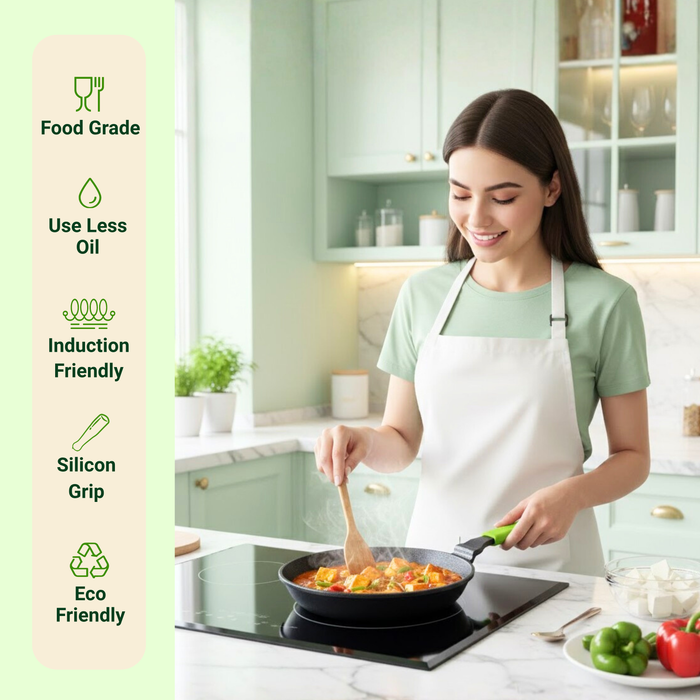 Ironium Cast Iron Pre-Seasoned Frying Pan 20 cm With Long Handle and Silicone Grip
