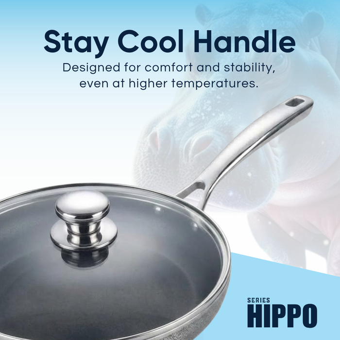 Hippo Reinforced Ceramic Non Stick Frying Pan With Lid 24 cm