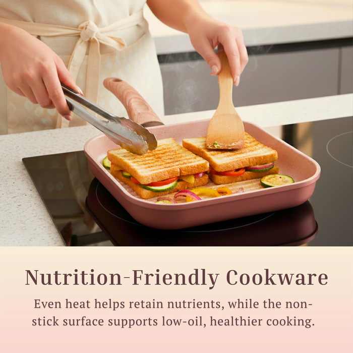 Butter Scotch Die Cast Non Stick Square Grill Pan 26 cm Dia, 2.2 Liters, Induction Base