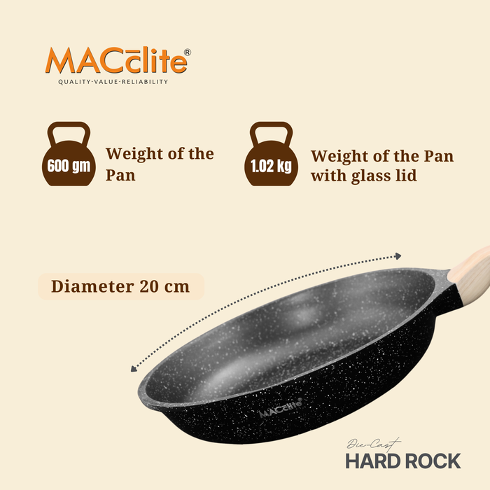 Hard Rock Die Cast Non Stick Triumph Fry Pan With Glass Lid, Induction Base