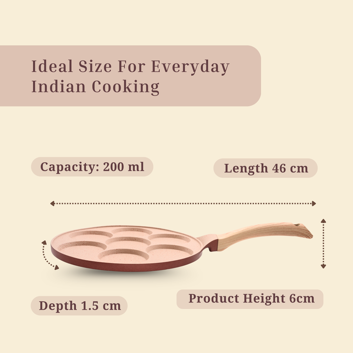 Butter Scotch Die Cast Non-Stick Triumph Tikki/Cake Pan/Mini Uttappam Tawa 7 Cavity, Induction Base