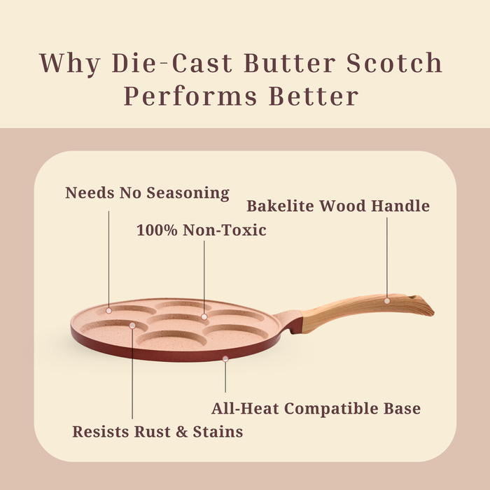 Butter Scotch Die Cast Non-Stick Triumph Tikki/Cake Pan/Mini Uttappam Tawa 7 Cavity, Induction Base