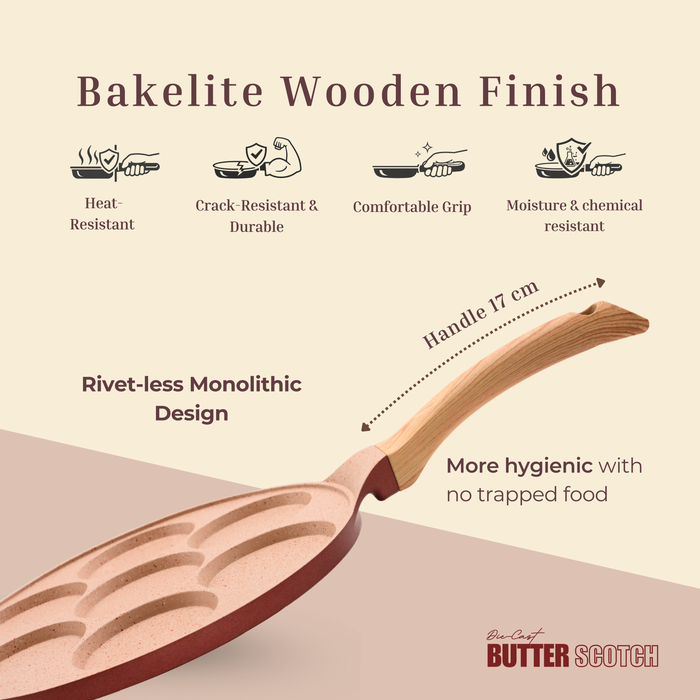 Butter Scotch Die Cast Non-Stick Triumph Tikki/Cake Pan/Mini Uttappam Tawa 7 Cavity, Induction Base