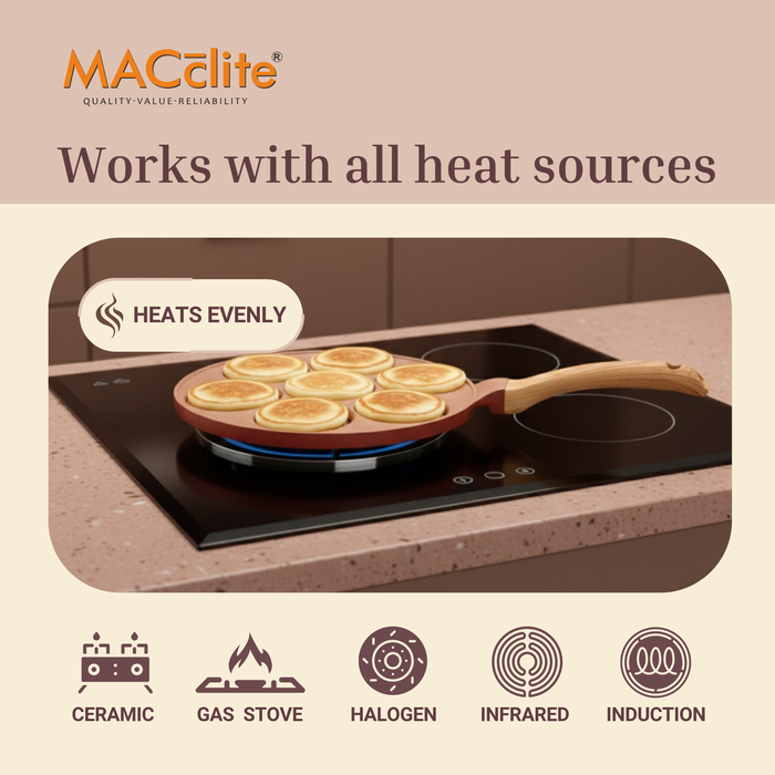 Butter Scotch Die Cast Non-Stick Triumph Tikki/Cake Pan/Mini Uttappam Tawa 7 Cavity, Induction Base