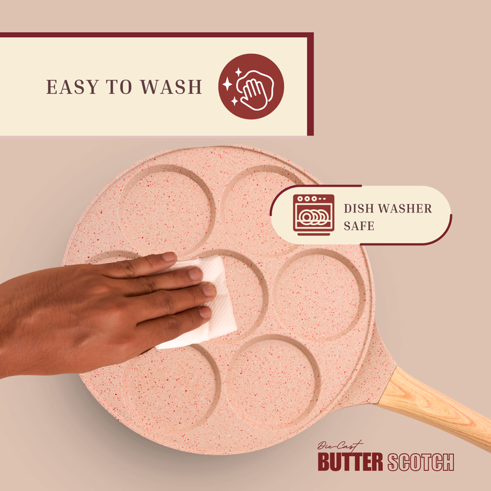Butter Scotch Die Cast Non-Stick Triumph Tikki/Cake Pan/Mini Uttappam Tawa 7 Cavity, Induction Base