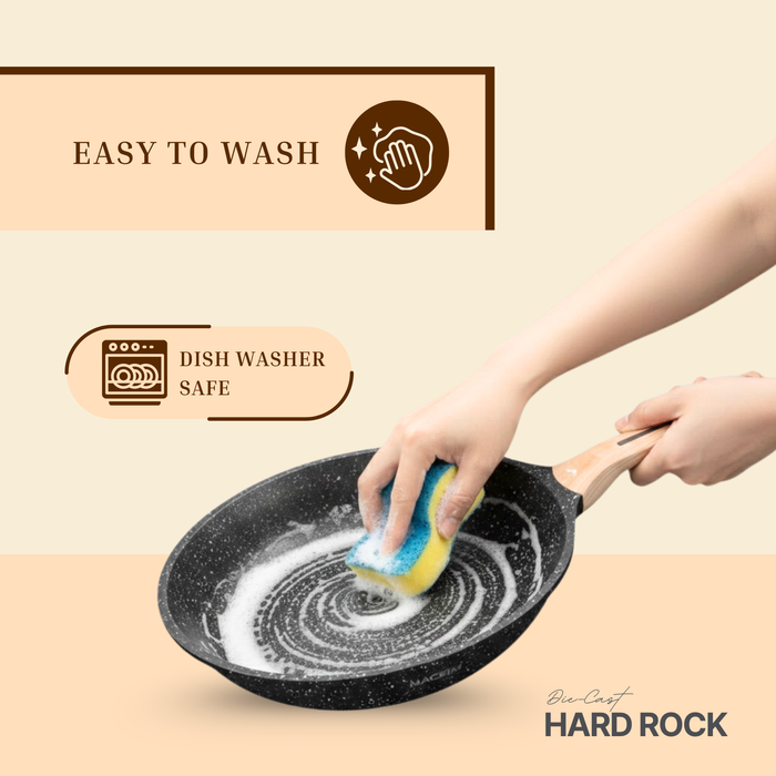 Hard Rock Die Cast Non Stick Triumph Fry Pan With Glass Lid, Induction Base