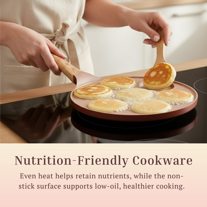 Butter Scotch Die Cast Non-Stick Triumph Tikki/Cake Pan/Mini Uttappam Tawa 7 Cavity, Induction Base