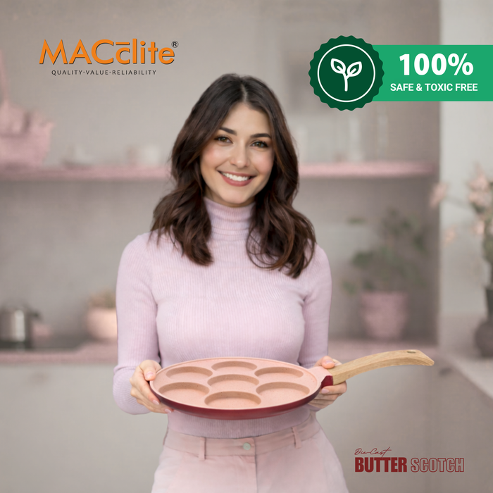 Butter Scotch Die Cast Non-Stick Triumph Tikki/Cake Pan/Mini Uttappam Tawa 7 Cavity, Induction Base