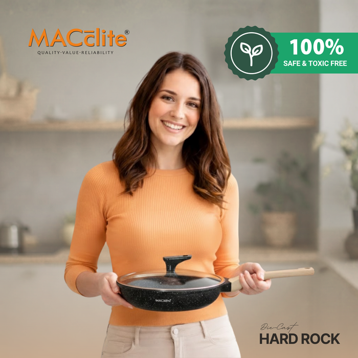 Hard Rock Die Cast Non Stick Triumph Fry Pan With Glass Lid, Induction Base