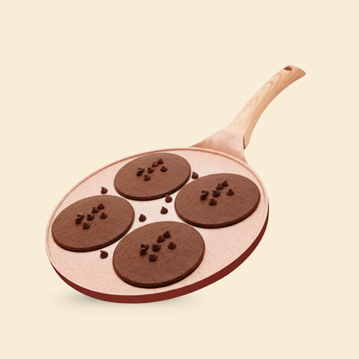 Butter Scotch Die Cast Non-Stick Triumph Tikki/Cake Pan/Mini Uttappam Tawa 4 Cavity, Induction Base