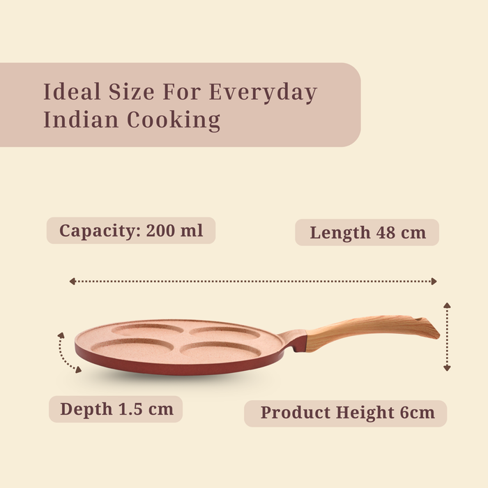 Butter Scotch Die Cast Non-Stick Triumph Tikki/Cake Pan/Mini Uttappam Tawa 4 Cavity, Induction Base
