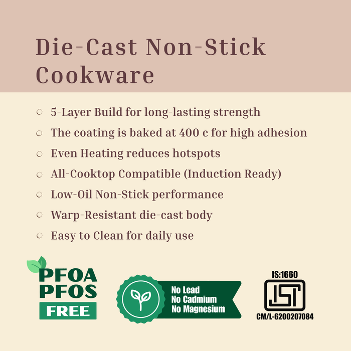 Butter Scotch Die Cast Non-Stick Triumph Tikki/Cake Pan/Mini Uttappam Tawa 4 Cavity, Induction Base
