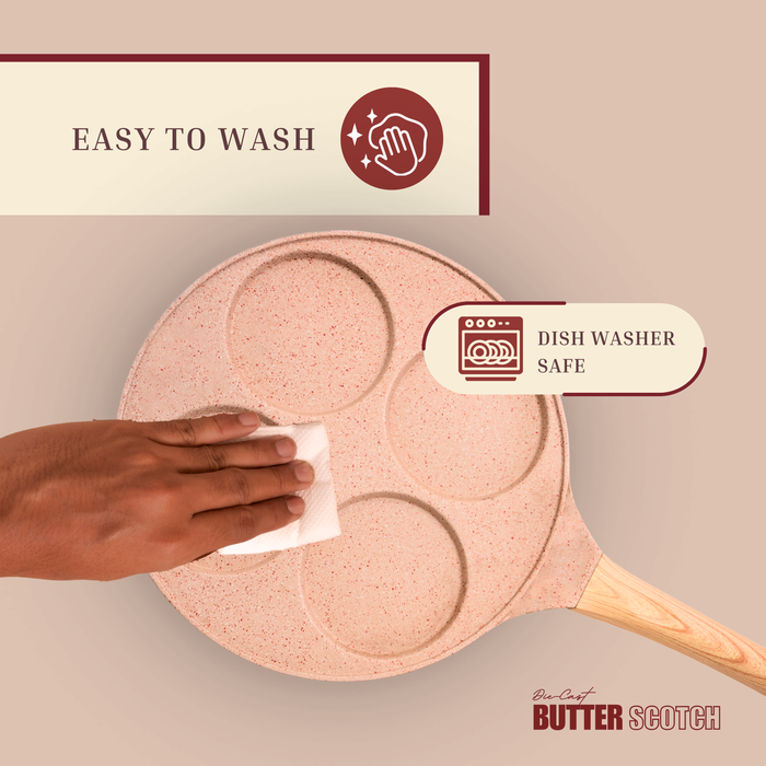 Butter Scotch Die Cast Non-Stick Triumph Tikki/Cake Pan/Mini Uttappam Tawa 4 Cavity, Induction Base