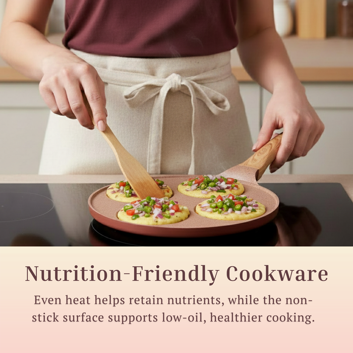 Butter Scotch Die Cast Non-Stick Triumph Tikki/Cake Pan/Mini Uttappam Tawa 4 Cavity, Induction Base
