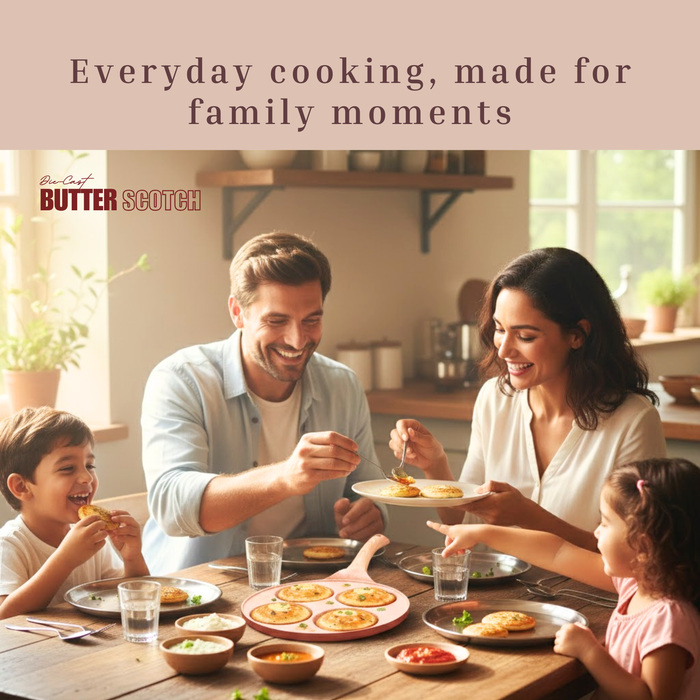 Butter Scotch Die Cast Non-Stick Triumph Tikki/Cake Pan/Mini Uttappam Tawa 4 Cavity, Induction Base