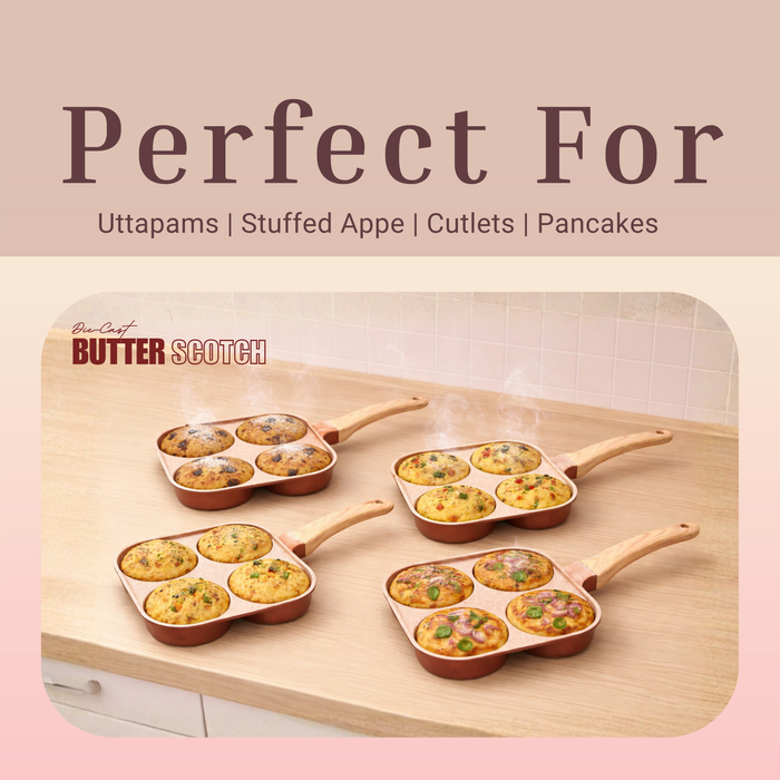 Butter Scotch Die Cast Non-Stick IB Triumph Breakfast Cutlet Pan Tawa 4 Cavity