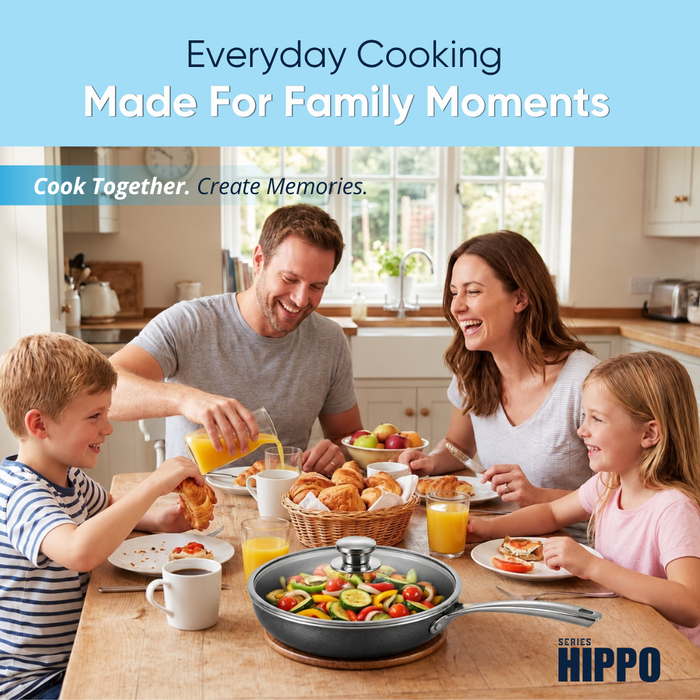 Hippo Reinforced Ceramic Non Stick Frying Pan With Lid 24 cm