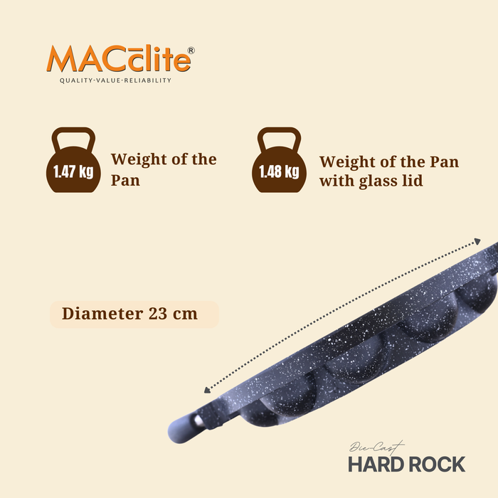 Hard Rock Die Cast Non Stick (Triumph series) Round Appe / Muffin Pan with Glass Lid 15 Cavity,  Induction Base