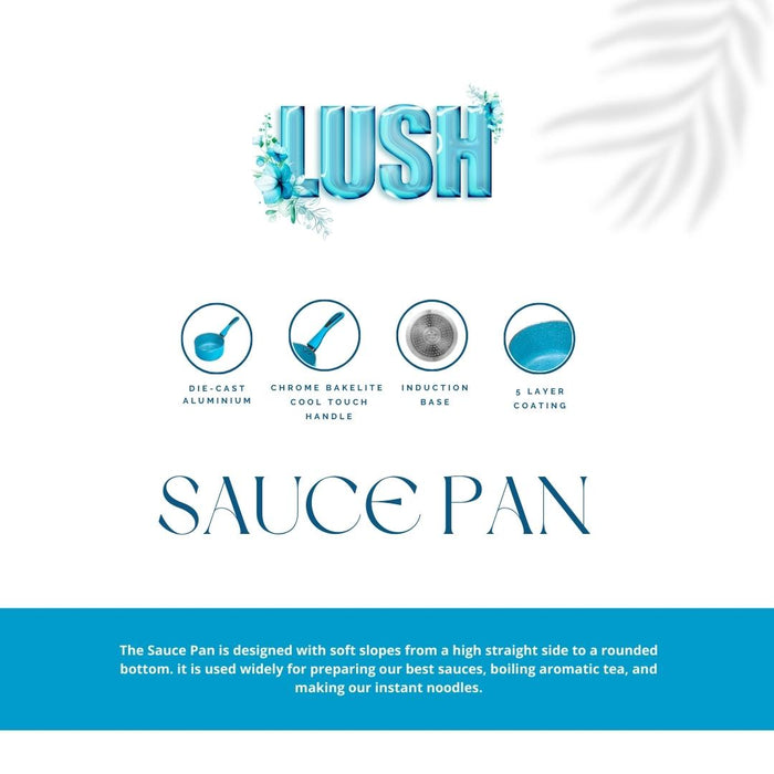 Lush Non Stick Sauce Pan, 18cm Dia, 2 Liters, Induction Base