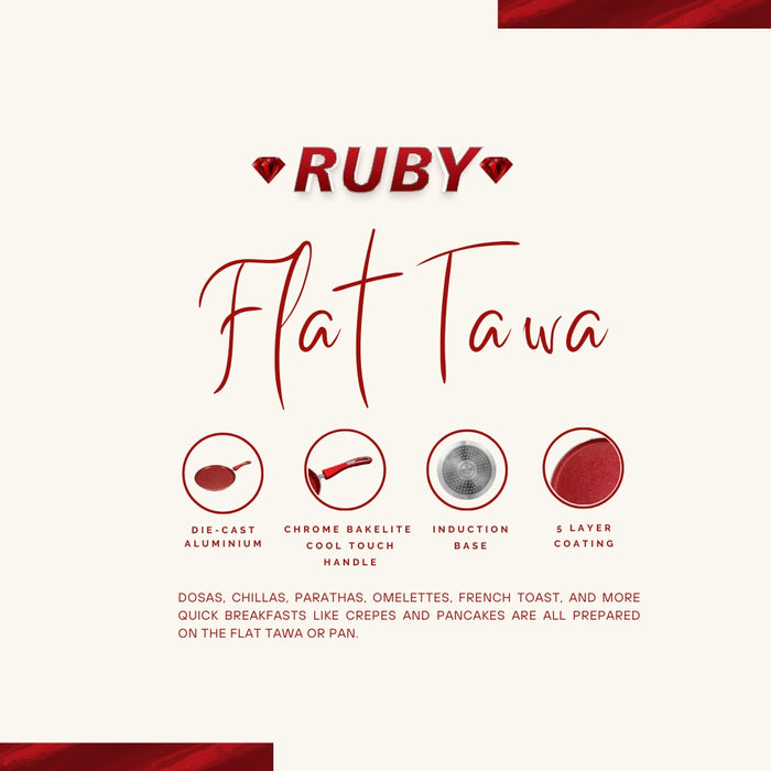 Ruby Non Stick Flat Tawa, 28cm Dia, Induction Base