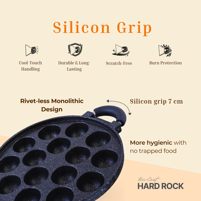 Hard Rock Die Cast Non Stick (Triumph series) Round Appe / Muffin Pan with Glass Lid 15 Cavity,  Induction Base